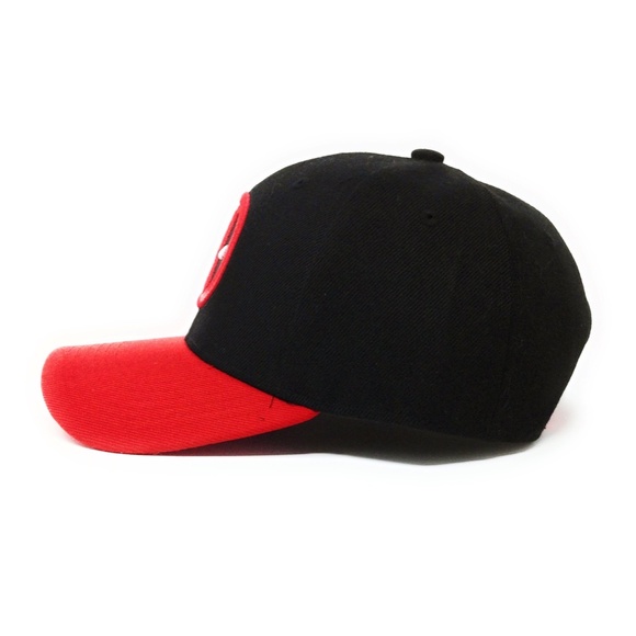 Deadpool Logo - Flat  Embroidery - Red/Black Dad Cap Snapback - Picture 3 of 5